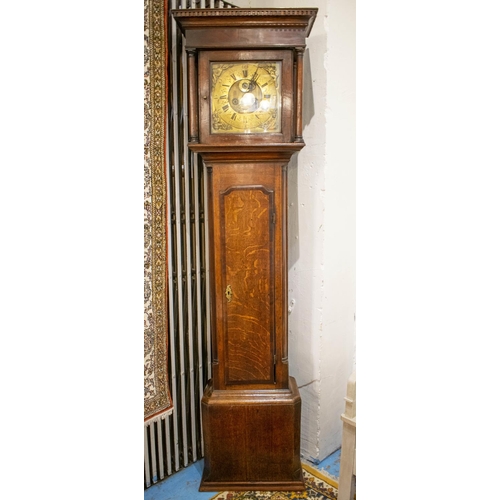 243 - LONGCASE CLOCK, 207cm H x 56cm W x 30cm D, George III oak and mahogany with brass face, inscribed Pe... 