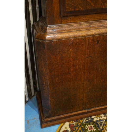 243 - LONGCASE CLOCK, 207cm H x 56cm W x 30cm D, George III oak and mahogany with brass face, inscribed Pe... 