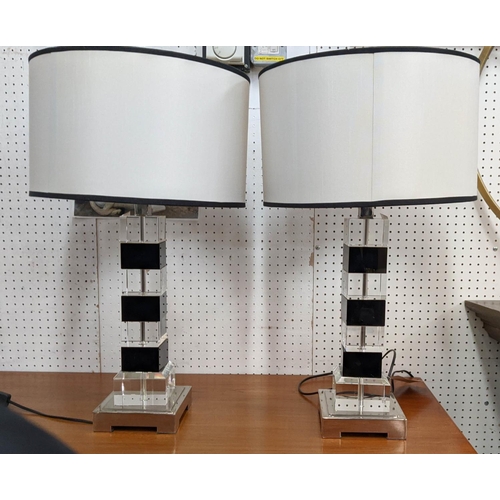 350 - ANDREW MARTIN LEDGER TABLE LAMPS, a pair, with shades, 68cm H. (2)