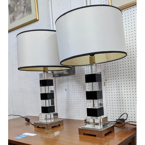 350 - ANDREW MARTIN LEDGER TABLE LAMPS, a pair, with shades, 68cm H. (2)