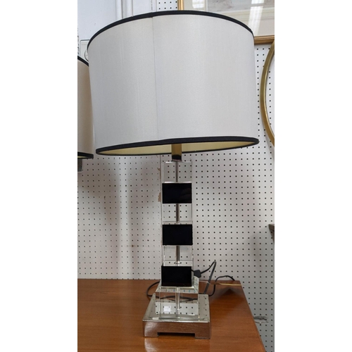 350 - ANDREW MARTIN LEDGER TABLE LAMPS, a pair, with shades, 68cm H. (2)