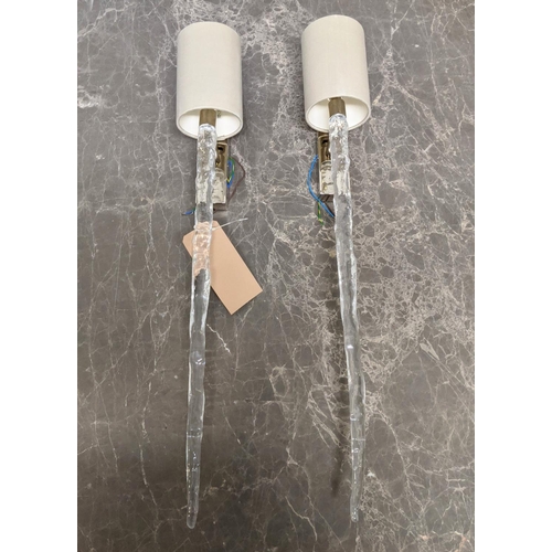 351 - PORTA ROMANA ICICLE WALL LIGHTS, a pair, with shades, 73cm H. (2)