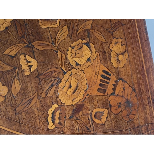 145 - DUTCH CARD TABLE, early 19th century mahogany and satinwood marquetry demi lune foldover baize lined... 