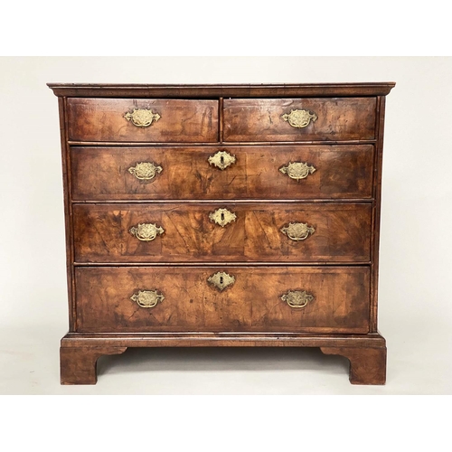 147 - CHEST, 88cm H x 97cm W x 55cm D, early 18th century Queen Anne figured walnut and crossbanded with t... 