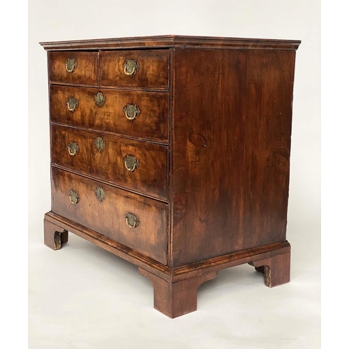 147 - CHEST, 88cm H x 97cm W x 55cm D, early 18th century Queen Anne figured walnut and crossbanded with t... 