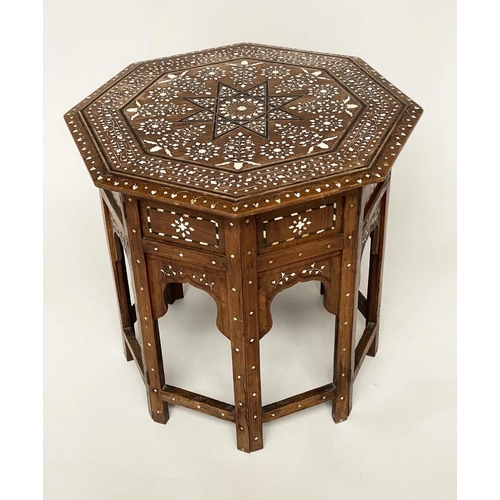 166 - HOSHIARPUR OCCASIONAL TABLE, early 20th century octagonal hardwood and profusely bone inlaid, 55cm x... 