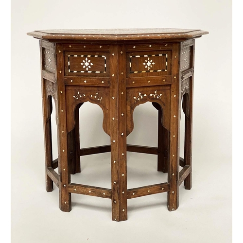 166 - HOSHIARPUR OCCASIONAL TABLE, early 20th century octagonal hardwood and profusely bone inlaid, 55cm x... 