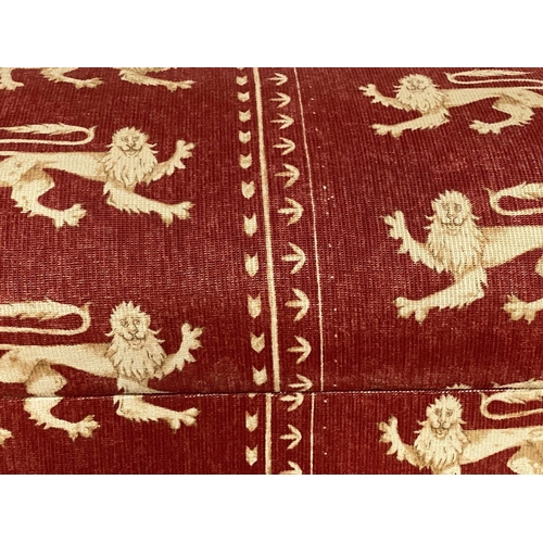 178 - OTTOMAN, lion printed chenille upholstered with rising lid and bun supports, 50cm H x 124cm x 55cm.