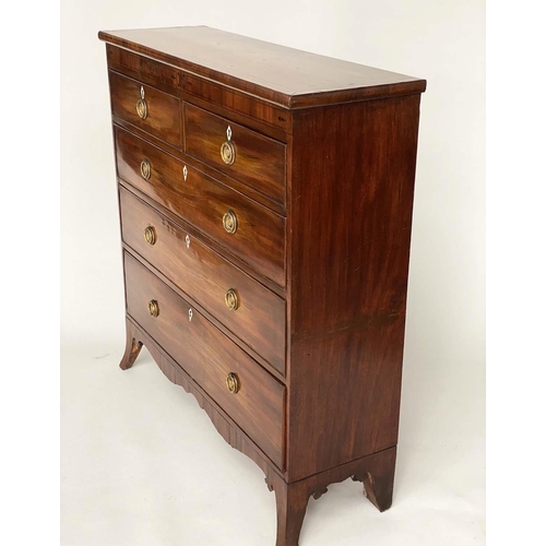 180 - SCOTTISH HALL CHEST, early 19th century figured mahogany of adapted shallow proportions with two sho... 