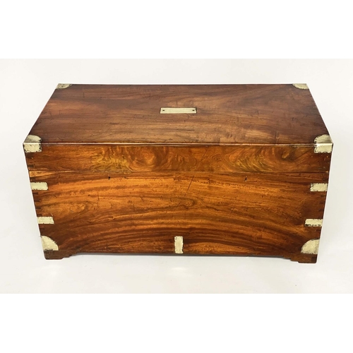 172 - TRUNK, 19th century Chinese Export, camphorwood and brass bound with rising lid and carrying handles... 