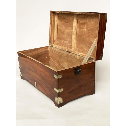 172 - TRUNK, 19th century Chinese Export, camphorwood and brass bound with rising lid and carrying handles... 