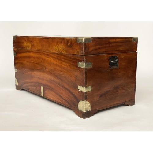 172 - TRUNK, 19th century Chinese Export, camphorwood and brass bound with rising lid and carrying handles... 