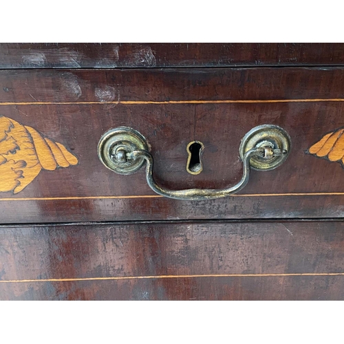 143 - DUTCH SIDE CABINET, late 18th century mahogany and satinwood marquetry with marble top, pair of pane... 