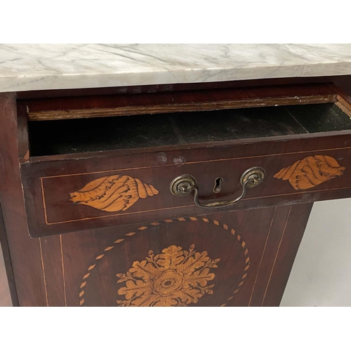 143 - DUTCH SIDE CABINET, late 18th century mahogany and satinwood marquetry with marble top, pair of pane... 