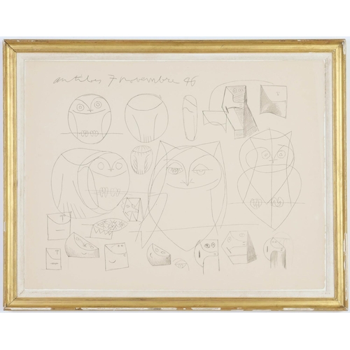 86 - AFTER PABLO PICASSO, Study of an Owl, Suite: Les Dessins D’Antibes De Pablo Picasso, Lithograph on a... 