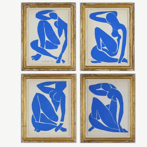 95 - HENRI MATISSE, set of four Blue Nudes, Nu Bleu VI, Nu Bleu III, Nu Bleu XII, Nu Bleu IX, signed in t... 