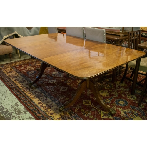 262 - DINING TABLE, Regency mahogany, with extra leaf, brass clips, caps and castors, 73cm H x 114cm W x 1... 