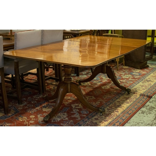 262 - DINING TABLE, Regency mahogany, with extra leaf, brass clips, caps and castors, 73cm H x 114cm W x 1... 