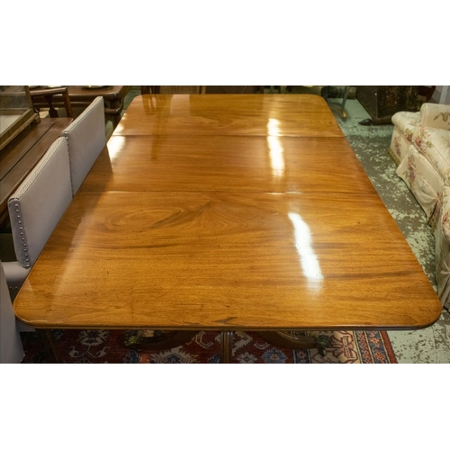 262 - DINING TABLE, Regency mahogany, with extra leaf, brass clips, caps and castors, 73cm H x 114cm W x 1... 