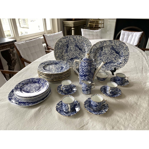 144 - SUPPER SERVICE, English Fine Bone China, Royal Crown Derby, peacock pattern blue and white, six plac... 