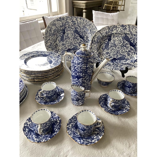 144 - SUPPER SERVICE, English Fine Bone China, Royal Crown Derby, peacock pattern blue and white, six plac... 