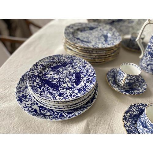 144 - SUPPER SERVICE, English Fine Bone China, Royal Crown Derby, peacock pattern blue and white, six plac... 