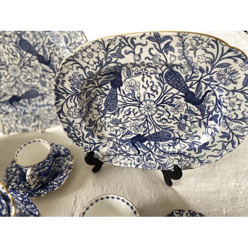 144 - SUPPER SERVICE, English Fine Bone China, Royal Crown Derby, peacock pattern blue and white, six plac... 