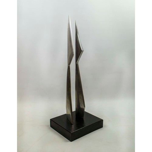 8 - WILLIAM MOELWYN MERCHANT (Wales 1913-1997), 'Dyad', aluminium on painted wooden base, 83cm H.