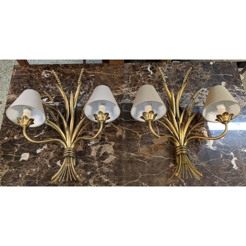 313 - JIM LAWRENCE SUSSEX WALL LIGHTS, a pair, with shades, 55cm x 45cm x 20cm. (2)