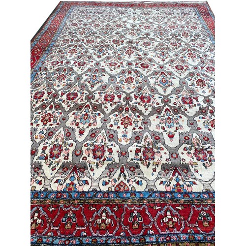 114 - ANTIQUE PERSIAN QUM CARPET, 325cm x 220cm.