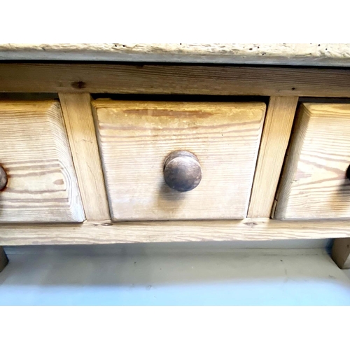 266 - PANTRY SERVING TABLE, 80cm H x 185cm W x 45cm D, Victorian sycamore and pine with three drawers.