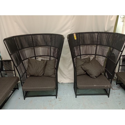 584 - VARASCHIN TIBIDABO HIGH ARMCHAIRS, a pair, by Calvi Brambilla, 104cm W. (2)