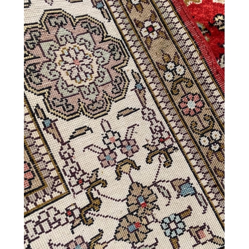 99 - PURE SILK QUM DESIGN RUG, 240cm x 150cm.