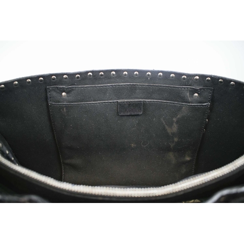 47 - CELINE BOOGIE HANDBAG, black suede with studs decoration, with two rolled leather handles, open top ... 