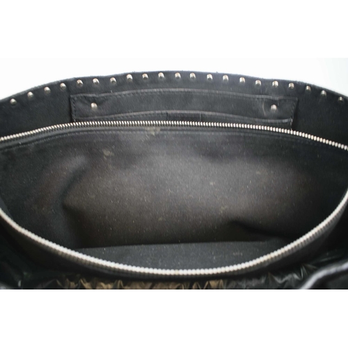 47 - CELINE BOOGIE HANDBAG, black suede with studs decoration, with two rolled leather handles, open top ... 