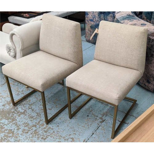 331 - SIDE CHAIRS, a pair, 84cm H, 1970s Italian style, gilt metal, neutral upholstered. (2)