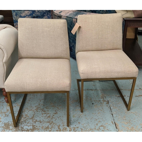 331 - SIDE CHAIRS, a pair, 84cm H, 1970s Italian style, gilt metal, neutral upholstered. (2)