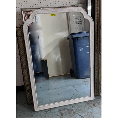 520 - FRENCH PROVINCIAL STYLE WALL MIRROR, grey painted frame, 121cm x 80cm.