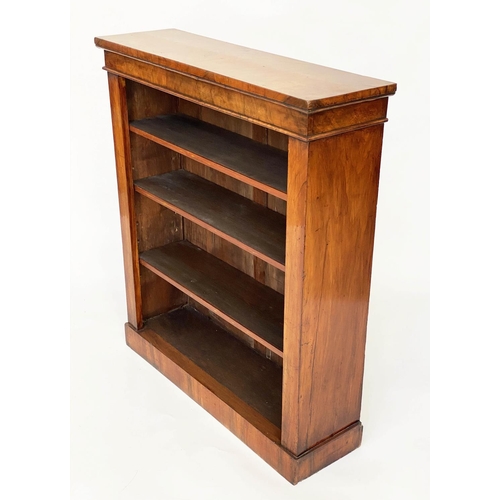 113 - OPEN BOOKCASE, Victorian figured walnut with two adjustable shelves and plinth, 92cm W x 107cm H x 2... 