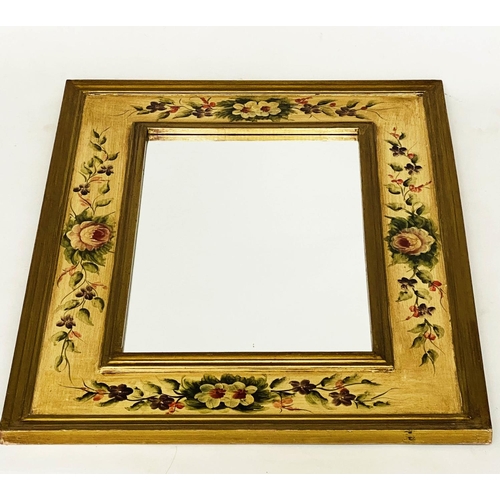 123 - INDIA JANE WALL MIRROR, rectangular with broad floral painted frame form 'India Jane', 92cm H x 71cm... 