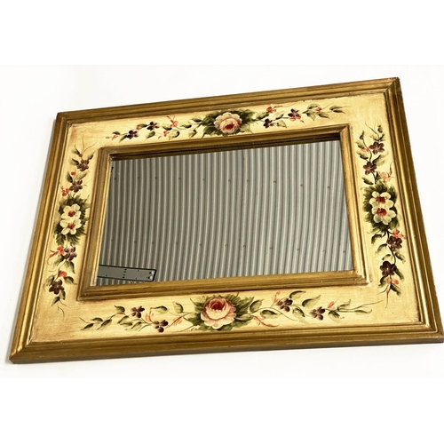 123 - INDIA JANE WALL MIRROR, rectangular with broad floral painted frame form 'India Jane', 92cm H x 71cm... 