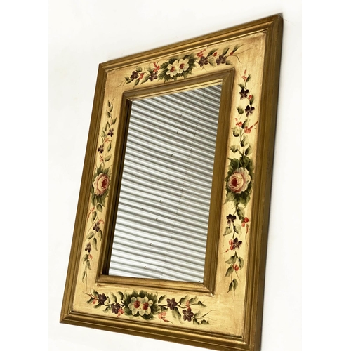 123 - INDIA JANE WALL MIRROR, rectangular with broad floral painted frame form 'India Jane', 92cm H x 71cm... 