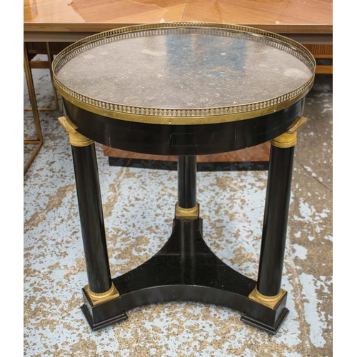 164 - GUERIDON, 78cm H x 66cm D, 19th century Empire revival ebonised and gilt metal mounted with circular... 