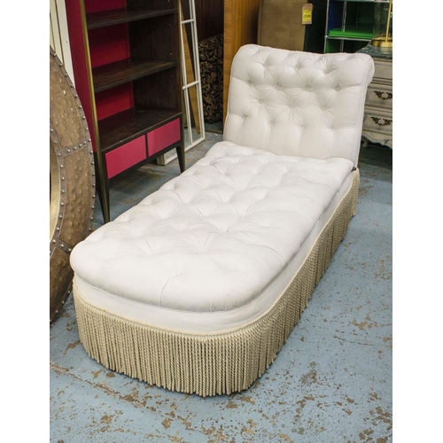 165 - DAYBED, 84cm H x 72cm W x 175cm L, Victorian walnut, circa 1880, in white material with adjustable b... 