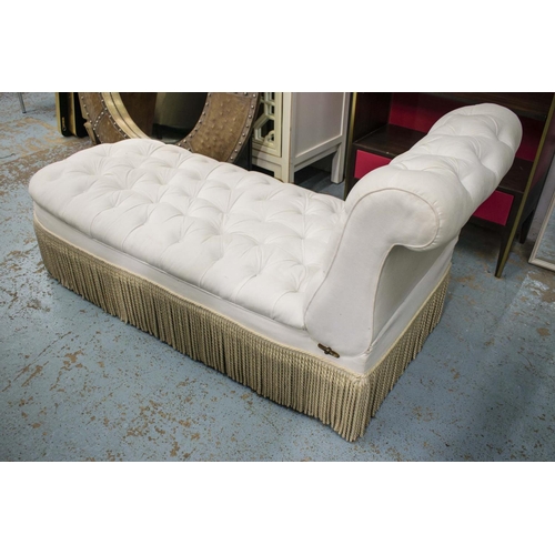 165 - DAYBED, 84cm H x 72cm W x 175cm L, Victorian walnut, circa 1880, in white material with adjustable b... 