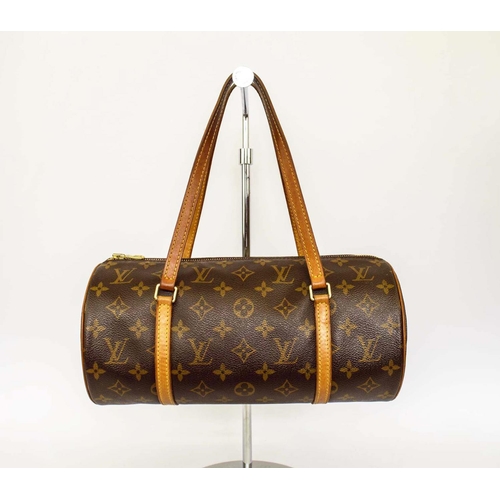 28 - LOUIS VUITTON PAPILLON BAG 30, cylindrical design, iconic coated canvas monogram with leather trim a... 