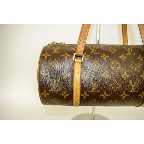 28 - LOUIS VUITTON PAPILLON BAG 30, cylindrical design, iconic coated canvas monogram with leather trim a... 