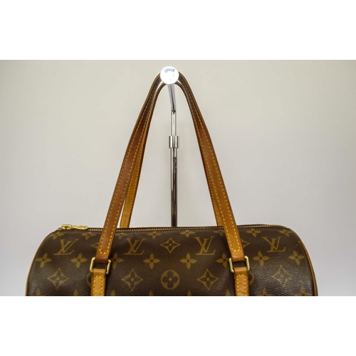 28 - LOUIS VUITTON PAPILLON BAG 30, cylindrical design, iconic coated canvas monogram with leather trim a... 