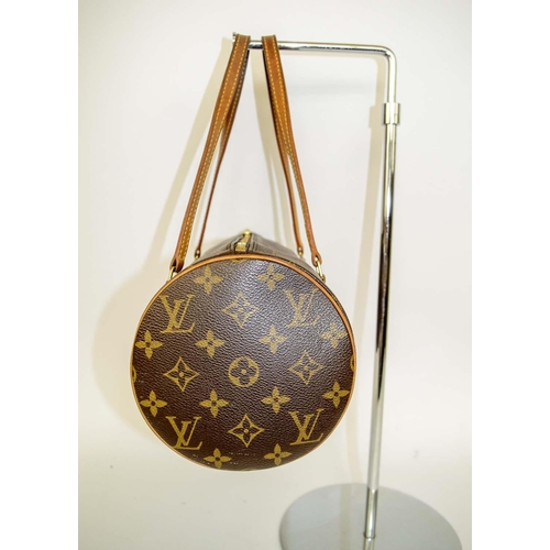 28 - LOUIS VUITTON PAPILLON BAG 30, cylindrical design, iconic coated canvas monogram with leather trim a... 