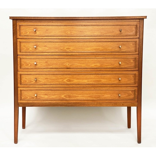 289 - CHEST, 106cm W x 111cm H x 46cm D, 1960's Danish teak, with five long drawers and straight leg suppo... 